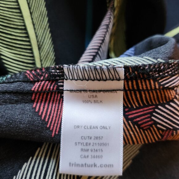 Trina Turk Racerback Tank Halter Top Chain Leaf Print Silk Size L Large - Picture 5 of 5